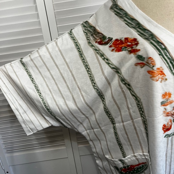 Floral Printed White & Orange Maxi Kaftan - Picture 4 of 5